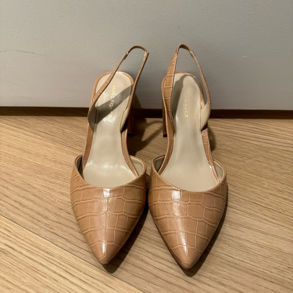 Marc Fisher Tan Sling Back Heels